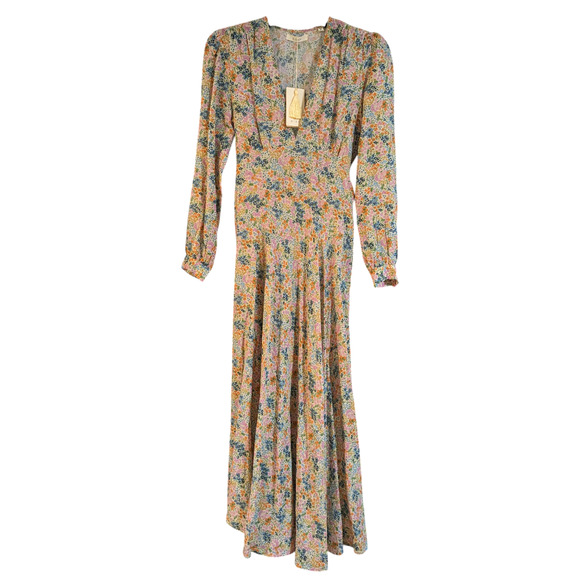 Doen Charleston Cream Ladybird Floral V Neck Midi Dress Small - Picture 1 of 9